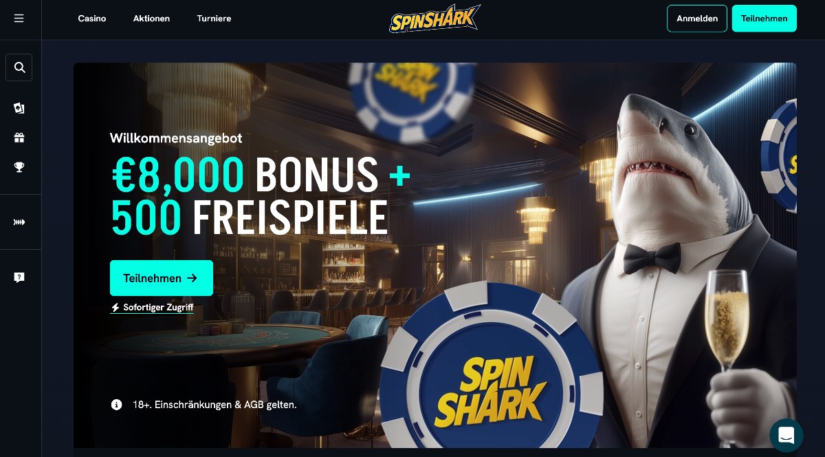 Wer den prozentual stärksten Echtgeld-Bonus sucht, findet bei Spinshark ein erstklassiges casino ohne oasis mit 150 % Extra-Guthaben und einem spezialisierten Bereich für moderne Crash-Games.
